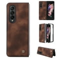 thumbnail image 1 of Allytech Thin PU Leather Case for Samsung Galaxy Z Fold 3 5G (2021), Lightweight Front PC Frame Anti-Scratch Foldable Folio Protective Case for Samsung Z Fold 3 (7.6 inch), Brown, 1 of 7