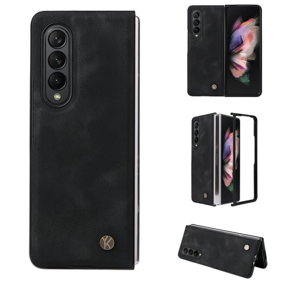 Allytech Thin PU Leather Case for Samsung Galaxy Z Fold 4 5G (2022), Lightweight Front PC Frame Anti-Scratch Foldable Folio Protective Case for Samsung Z Fold 4 (7.6 inch), Black