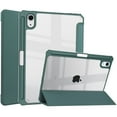 thumbnail image 1 of Allytech Trifold Case for iPad Mini 6th Gen 6.3 inch(2021 Model), Built-in Pencil Holder Shockproof Clear Transparent Back Shell Viewing & Typing Stand Protective Case for iPad Mini 6 2021, Darkgreen, 1 of 6