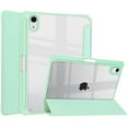 thumbnail image 1 of Allytech Trifold Case for iPad Mini 6th Gen 6.3 inch(2021 Model), Built-in Pencil Holder Shockproof Clear Transparent Back Shell Viewing & Typing Stand Protective Case for iPad Mini 6 2021, Mintgreen, 1 of 6