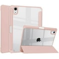 thumbnail image 1 of Allytech Trifold Case for iPad Mini 6th Gen 6.3 inch(2021 Model), Built-in Pencil Holder Shockproof Clear Transparent Back Shell Viewing & Typing Stand Protective Case for iPad Mini 6 2021, Rosegold, 1 of 6
