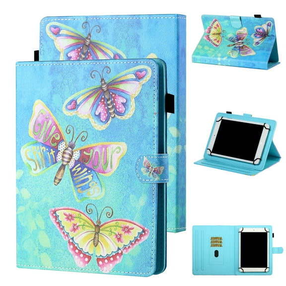 Allytech Universal Case for 7 Inch Tablet, PU Leather Stand Slim Cute Cover for HD 7 /HDX 7 /Oasis 7 /Galaxy Tab 7 /Lenovo/Dragon Touch/Onn 7 Inch Android Tablet, Butterfly