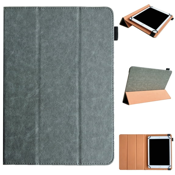 Allytech Universal Case for 7 inch Tablet, PU Leather Trifold Stand Case with Pencil Holder for Galaxy Tab E 7.0/Tab A 7.0/Tab 3 Lite 7.0/Fire 7.0 2019 2017 2015/Nexus 7/LG G Pad, Gray