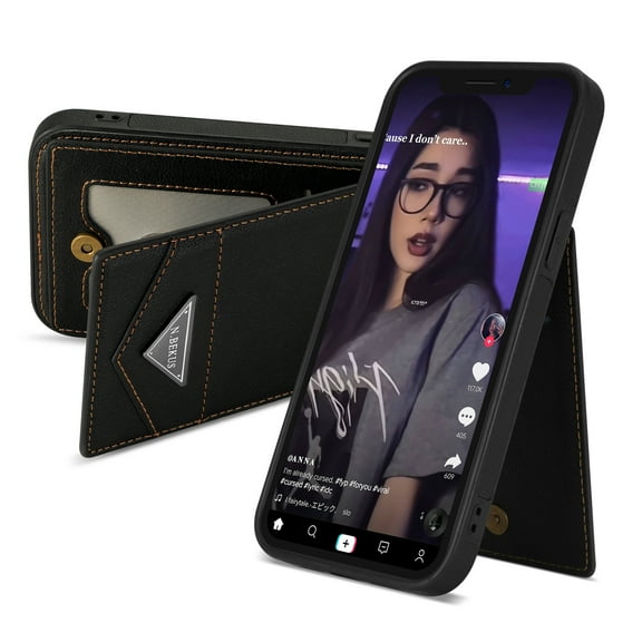 Allytech Upgraded Wallet Back Case Cover for Apple iPhone 8 Plus/ 7 Plus, Vintage Leather TPU Slim Case for Girls Women Men Shockproof Bumper Cards Slots - Black