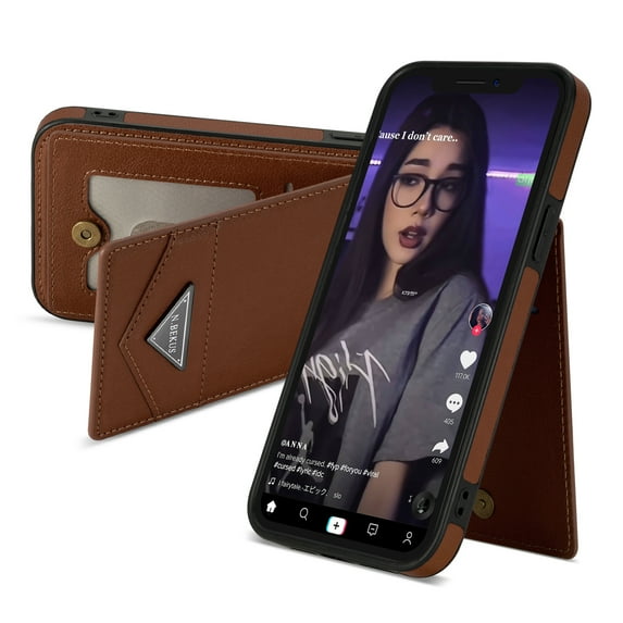 Allytech Upgraded Wallet Back Case Cover for Apple iPhone SE 2020/2022/ iPhone 7/8, Vintage Leather TPU Slim Case for Girls Women Men Shockproof Bumper Cards Slots - Brown