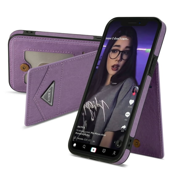 Allytech Upgraded Wallet Back Case Cover for Apple iPhone XS Max, Vintage Leather TPU Slim Case for Girls Women Men Shockproof Bumper Cards Slots - Purple