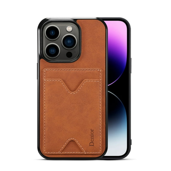 Allytech Wallet Back Cover Case for Apple iPhone 15 Pro Max, Retro PU Leather Cards Slots Holder Shockproof Kickstand Slim Fit Bumper Classic Wallet Phone Case for Women Men - Brown