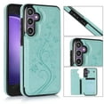 thumbnail image 1 of Allytech Wallet Back Cover for Samsung Galaxy S23 FE 6.4", Premium PU Leather Flower Embossed Slim Fit Cards Slots Stand Feature Shockproof Phone Case for Galaxy S23 FE - Mint, 1 of 9