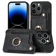 thumbnail image 1 of Allytech Wallet Cards Holder Case for Apple iPhone 16 Plus with Ring Holder, Premium PU Leather Retro Hand Wrist Stand Shockproof Compatible with Car Mount - Black, 1 of 16