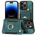 thumbnail image 1 of Allytech Wallet Cards Holder Case for Apple iPhone 16 Plus with Ring Holder, Premium PU Leather Retro Hand Wrist Stand Shockproof Compatible with Car Mount - Green, 1 of 16