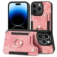 thumbnail image 1 of Allytech Wallet Cards Holder Case for Apple iPhone 16 Pro Max with Ring Holder, Premium PU Leather Retro Hand Wrist Stand Shockproof Compatible with Car Mount - Pink, 1 of 16