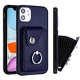 thumbnail image 1 of Allytech Wallet Case for Apple iPhone 11 with Ring Holder Stand, Vintage Premium PU Leather 8 Cards Slots Shockproof Bumper Anti-Scratch Magnetic Closure Case Cover for iPhone 11,Blue, 1 of 6