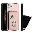 thumbnail image 1 of Allytech Wallet Case for Apple iPhone 12 Pro with Ring Holder Stand, Vintage Premium PU Leather 8 Cards Slots Shockproof Bumper Anti-Scratch Magnetic Closure Case Cover for iPhone 12 Pro,Pink, 1 of 6