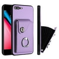 thumbnail image 1 of Allytech Wallet Case for Apple iPhone 8 Plus/ 7 Plus with Ring Holder Stand, Vintage Premium PU Leather 8 Cards Slots Shockproof Bumper Anti-Scratch Magnetic Closure Case,Purple, 1 of 6