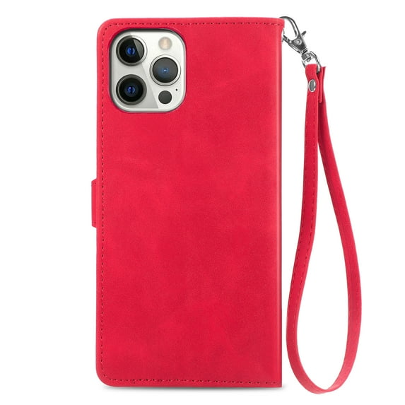 Allytech Wallet Case Compatible with iPhone 13 Pro , PU Leather Flip Case with Card Holders RFID Blocking Stand Shockproof TPU Inner Shell Phone Cover for iPhone 13 Pro,Red