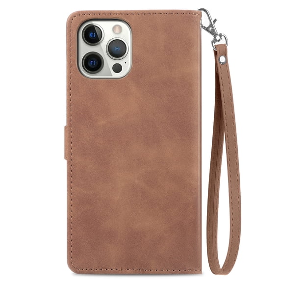 Allytech Wallet Case Compatible with iPhone 13 Pro , PU Leather Flip Case with Card Holders RFID Blocking Stand Shockproof TPU Inner Shell Phone Cover for iPhone 13 Pro,Brown