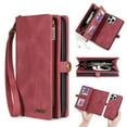 thumbnail image 1 of Allytech Wallet Case Compatible with iPhone 14 Pro Max (6.7 inch 2022), Magnetic Closure Detachable PU Leather Flip Folio Stand Zipper Purse Hand Strap Case for iPhone 14 Pro Max 5G, Red, 1 of 6