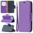 thumbnail image 1 of Allytech Wallet Case Cover for Apple iPhone 12 Mini 5.4-inch, Premium PU Leather Folio Flip Kickstand Credit Cards Holoder Hand Wrist Strap TPU Back Cover for Apple iPhone 12 mini, Violet, 1 of 6