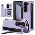 thumbnail image 1 of Allytech Wallet Case Cover for Samsung Galaxy Z Fold5, Premium PU Leather Cards Holder Business Type S Pen Holder Stand Bumper Shockproof Phone Case for Galaxy Z Fold5 - Purple, 1 of 1