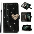 thumbnail image 1 of Allytech Wallet Case Fits for iPhone 13 Pro (6.1 inch, 2021 Release), Glitter Rhinestone Flip Kickstand Bling PU Leather TPU Bumper Shockproof Magnetic Closure Cover with Card Holder, Black, 1 of 1