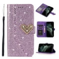 thumbnail image 1 of Allytech Wallet Case Fits for iPhone 13 Pro (6.1 inch, 2021 Release), Glitter Rhinestone Flip Kickstand Bling PU Leather TPU Bumper Shockproof Magnetic Closure Cover with Card Holder, Purple, 1 of 1