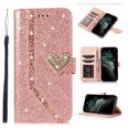 thumbnail image 1 of Allytech Wallet Case Fits for iPhone 13 Pro Max (6.7 inch, 2021 Release), Glitter Rhinestone Flip Kickstand Bling PU Leather TPU Bumper Shockproof Magnetic Closure Cover with Card Holder, Rosegold, 1 of 1