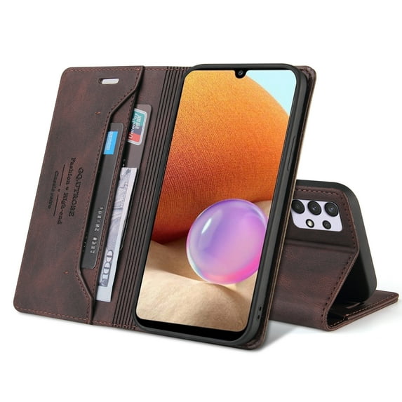 Allytech Wallet Case For Samsung Galaxy A32 4G, with RFID Blocking Card Slot Flip Folio Leather Case Kickstand Shockproof Protective Phone Cover For Samsung Galaxy A32 4G,Brown