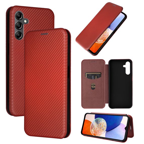 Allytech Wallet Case for Galaxy A15 5G, Premium PU Leather Flip Stand RFID Blocking Shockproof Protective Slim Cars Slots Phone Case Cover for Samsung Galaxy A15 5G, Brown