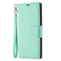 Allytech Wallet Case for Galaxy S22 Ultra, PU Leather with Lanyard Kickstand Shockproof Wrist Strap Shock Absorption Cards Holder Cash Pocket Case Cover for Samsung Galaxy S22 Ultra, Green