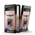 thumbnail image 1 of Allytech Wallet Case for Google Pixel 6 Pro 2021 Case with Camera Lens Slide Cover, Case with 360°Rotate Metal Ring Holder Kickstand Card Holder Back Anti-Scratch Case for Pixel 6 Pro 5G, Rosegold, 1 of 7