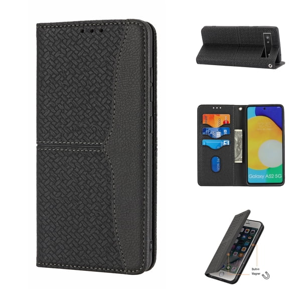 Allytech Wallet Case for Google Pixel 6A 6.1 inch,Shockproof Durable PU Leather Soft TPU Interior Magnetic Closure Folio Flip Kickstand ID Credit Card Slots Phone Cover with Wrist Strap,Black