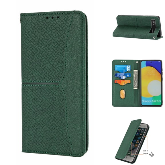 Allytech Wallet Case for Google Pixel 6A 6.1 inch,Shockproof Durable PU Leather Soft TPU Interior Magnetic Closure Folio Flip Kickstand ID Credit Card Slots Phone Cover with Wrist Strap,Green