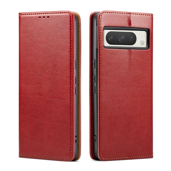 Allytech Wallet Case for Google Pixel 8, Vintage  PU Leather Magnetic Closure PU Leather Flip Folio Stand Cards Holders Shockproof Phone Case for Google Pixel 8 - Red