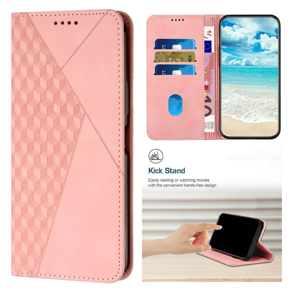 Allytech Wallet Case for Google Pixel 9A with Card Cash Slots & Kickstand, Luxury PU Leather Soft TPU Inner Shockproof Anti-Fall Magnetic Closure Slim Case for Google Pixel 9A, Rosegold