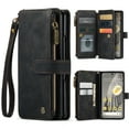 thumbnail image 1 of Allytech Wallet Case for Google Pixel Fold, Card Slots + Cash Slot + Zipper Pocket Large Capacity PU Leather Case with Hand Strap, [All-Round Shockproof] Wireless Charging Kickstand Case, Black, 1 of 8