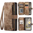 thumbnail image 1 of Allytech Wallet Case for Google Pixel Fold, Card Slots + Cash Slot + Zipper Pocket Large Capacity PU Leather Case with Hand Strap, [All-Round Shockproof] Wireless Charging Kickstand Case, Brown, 1 of 8