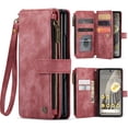 thumbnail image 1 of Allytech Wallet Case for Google Pixel Fold, Card Slots + Cash Slot + Zipper Pocket Large Capacity PU Leather Case with Hand Strap, [All-Round Shockproof] Wireless Charging Kickstand Case, Red, 1 of 8