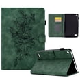 thumbnail image 1 of Allytech Wallet Case for Kindle Fire 7" 9th/7th/5th Gen 2019/2017/2015, Slim Folding Stand Auto Sleep Wake Embossed Flower PU Leather Case with Pen Slot for Amazon Fire 7 Old Versions, Green, 1 of 10