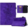 thumbnail image 1 of Allytech Wallet Case for Kindle Fire 7 Tablet (12th Gen 2022 Released), Slim Folding Stand Auto Sleep Wake Embossed Flower PU Leather Case with Pen Slot for All-New Amazon Fire7", Purple, 1 of 10
