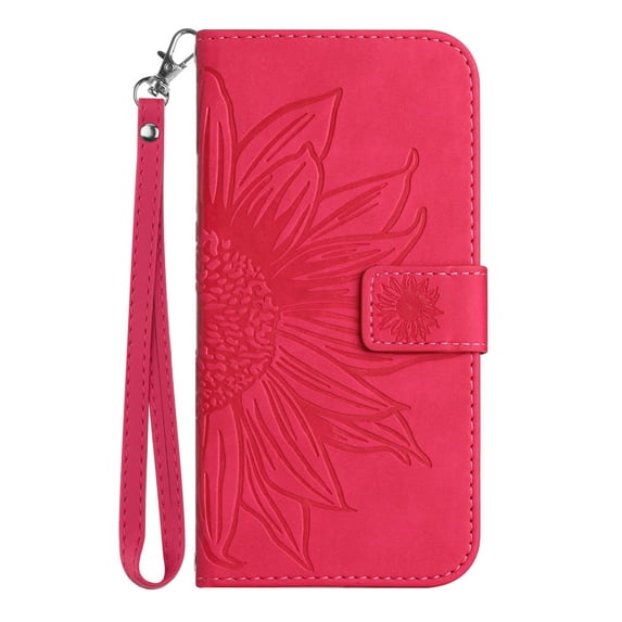 Allytech Wallet Case for Moto G Power 2022 (6.5 inch), Folio Embossed Floral PU Leather Kickstand Hand Strap Magnetic Snap Protective Case for Moto G Power 2022, Rose