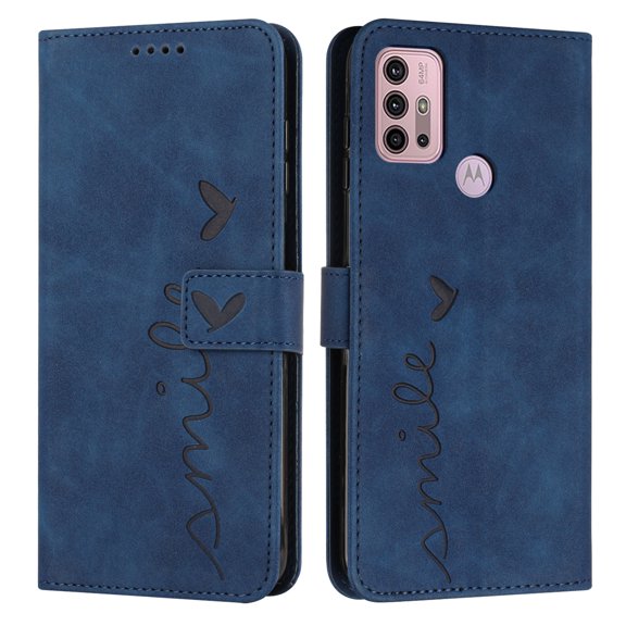 Allytech Wallet Case for Moto G30 6.5" - Premium PU Leather Folio Stand Shockproof Protective Cards Slots Holder Magnetic Closure Hand Wrist Wallet Cover Shell for Moto G30 - Blue
