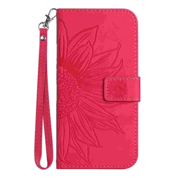 Allytech Wallet Case for Motorola Edge 2024, Folio Embossed Floral PU Leather Kickstand Hand Strap Magnetic Snap Protective Case for Moto Edge 2024, Rose
