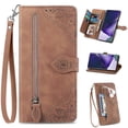 thumbnail image 1 of Allytech Wallet Case for Motorola Moto G Stylus 5G 2021, Embossed Luxury PU Leather Case with Kickstand & Card Slots, Slim Zipper Pocket Detachable Wrist Strap Magnetic Clasp Anti-Drop Case - Brown, 1 of 8