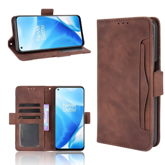 Allytech Wallet Case for Oneplus Nord N200 5G(2021), Premium PU Leather Flip Folio Stand Card Slots & Detachable Note Pocket Magnetic Clasp Purse Cover for Oneplus Nord N200 5G Smartphone, Brown