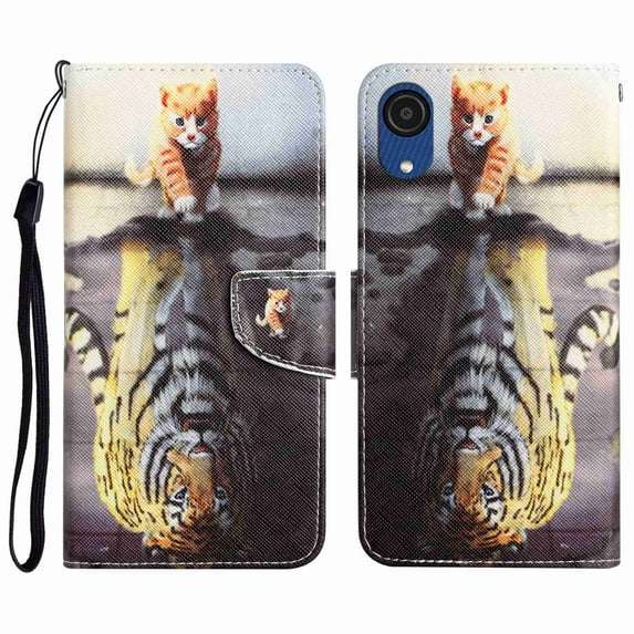 Allytech Wallet Case for Samsung Galaxy A03 Core, PU Leather Stand RFID Blocking Card Slot Wireless Charging Flip Book Cover TPU Shockproof Interior Case, Tiger