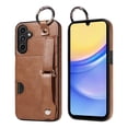 thumbnail image 1 of Allytech Wallet Case for Samsung Galaxy A15, [Card Slot] [Ring Buckle] [Adjustable Wristband with Snap Buckles] Premium PU Leather Kickstand Shockproof Case Cover for Women Men - Brown, 1 of 10