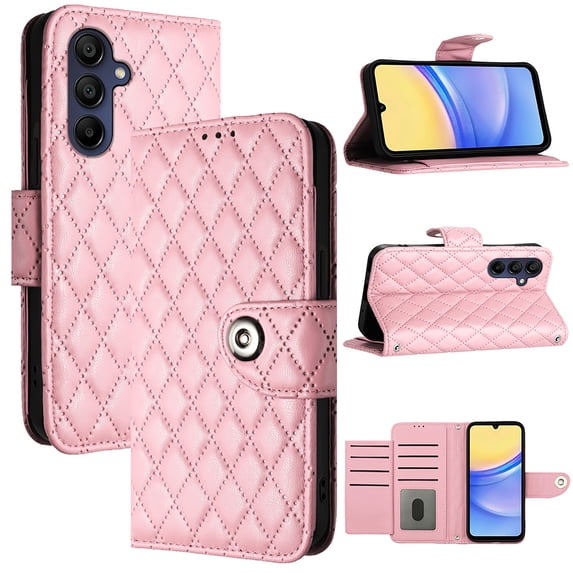Allytech Wallet Case for Samsung Galaxy A24 4G, Luxury PU Leather Shockproof Protective Flip Cover for Women Girls, Kickstand Folio Case with Card Slots Holder Wrist Strap Lanyard - Pink