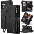 thumbnail image 1 of Allytech Wallet Case for Samsung Galaxy A36 5G, Card Slots + Cash Slot + Zipper Pocket Large Capacity PU Leather Case with Hand Strap, [All-Round Shockproof] Wireless Charging Kickstand Case, Black, 1 of 9