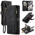 thumbnail image 1 of Allytech Wallet Case for Samsung Galaxy A53 5G, Card Slots + Cash Slot + Zipper Pocket Large Capacity PU Leather Case with Hand Strap, [All-Round Shockproof] Wireless Charging Kickstand Case, Black, 1 of 10