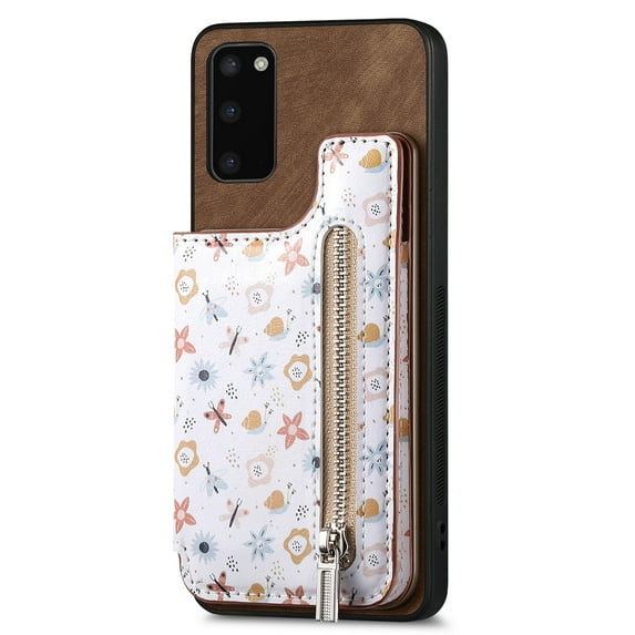 Allytech Wallet Case for Samsung Galaxy A53 5G, Upgrade RFID Blocking Floral Pattern Case for Girls Women Cards Holder Zipper Pocket Stand Slim Fit Phone Case for Galaxy A53 5G - Brown